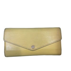 Authentic Louis Vuitton Epi Sarah Long Bifold Wallet in Yellow/Green